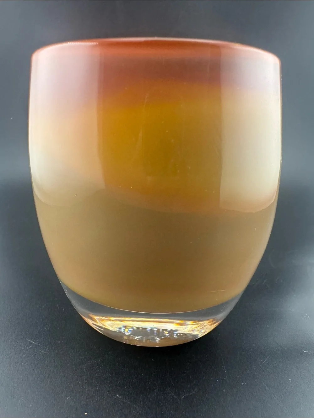 2 Glassybaby Candle Holders in a Tan Carmel Color